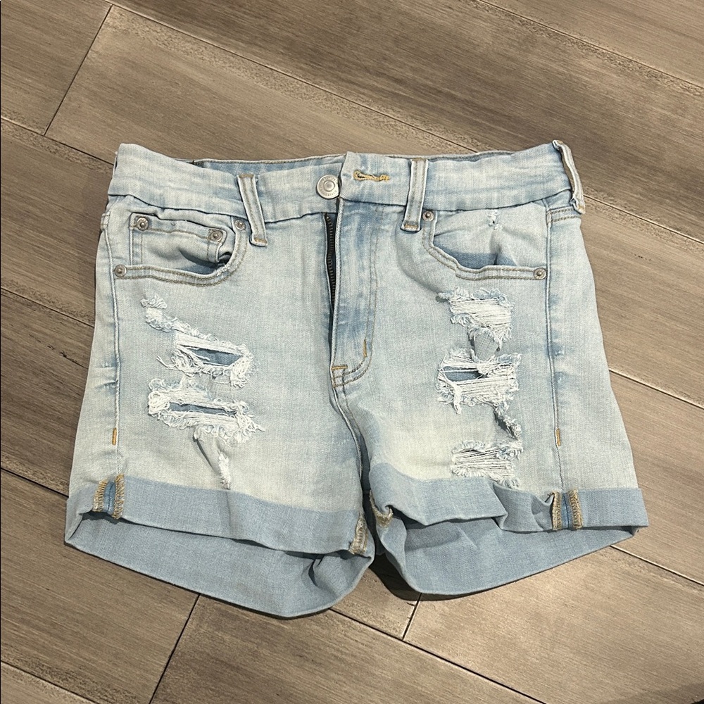 Aeropostale Light Wash Ripped Jean Shorts
